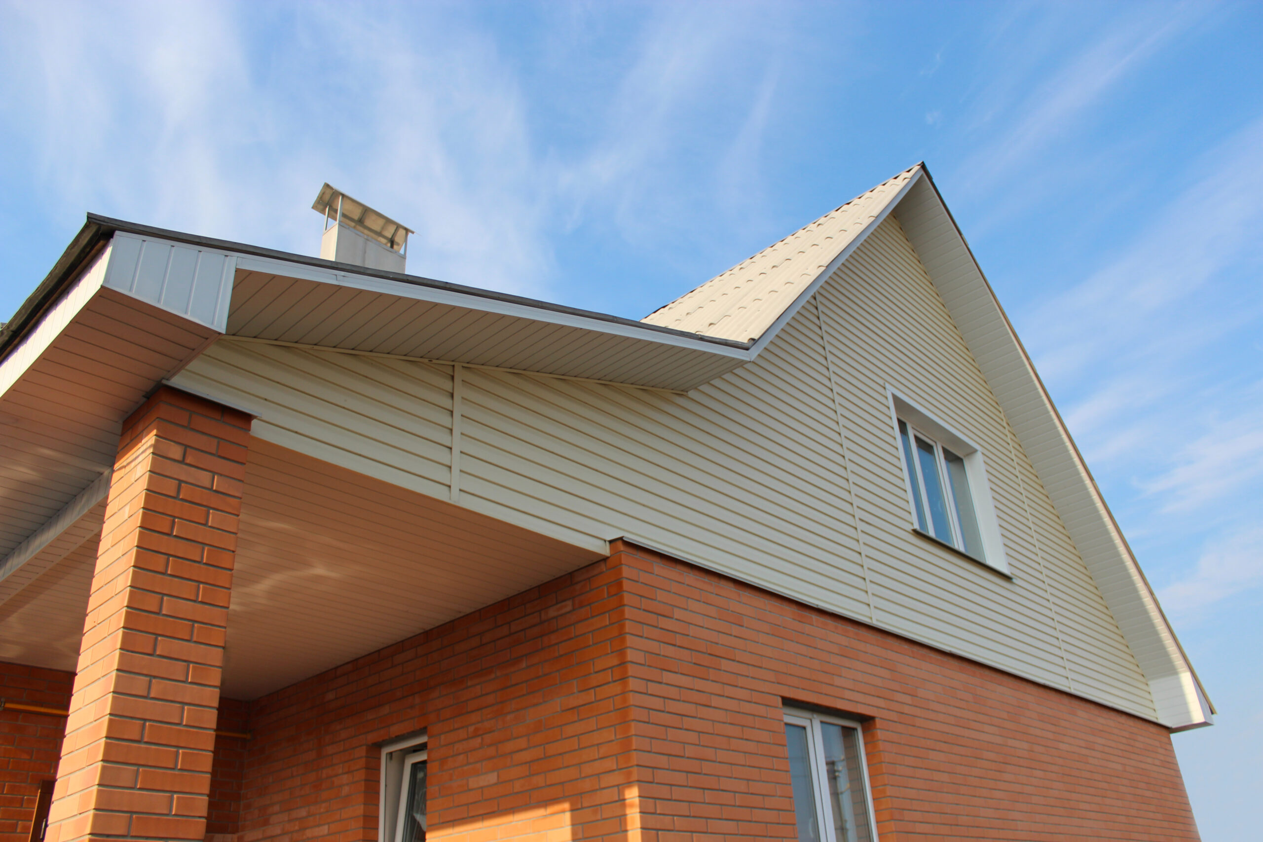 new private modern house on the blue sky background